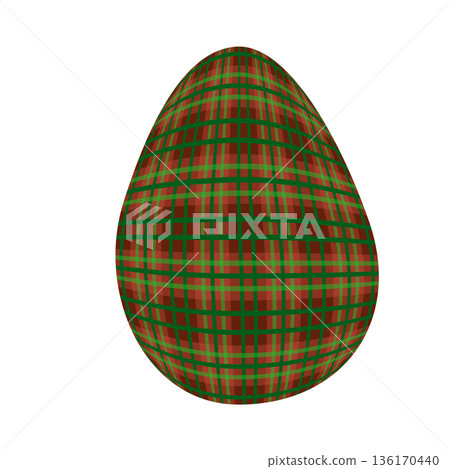 Easter egg in a tartan pattern. Scottish pattern in a colorful check. Traditional Scottish tartan background. 136170440