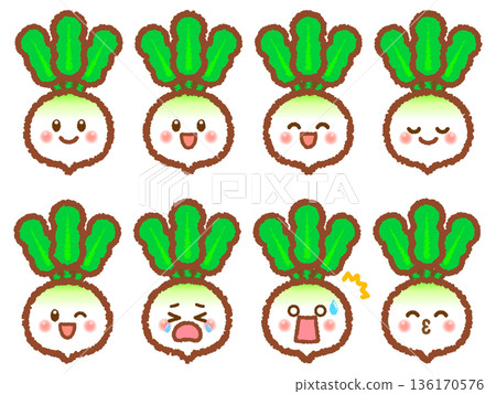 Cute turnip illustration material set Cute turnip illustration material set 136170576