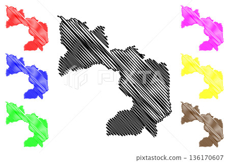 Sao Miguel do Guapore municipality (State of Rondonia or Rondonia, RO, Municipalities of Brazil, Federative Republic of Brazil) map vector illustration, scribble sketch Sao Miguel do Guapore map 136170607
