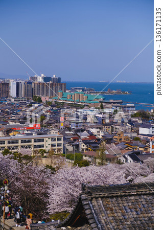 [Mii-dera Temple] A panoramic view of Nishi-Otsu townscape and Lake Biwa 136171135