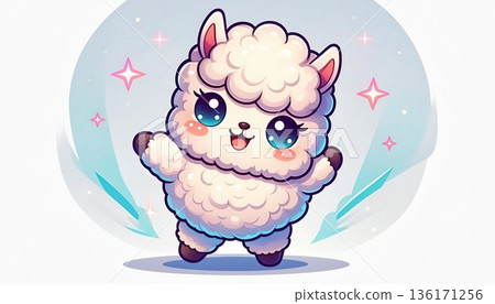 A cute and energetic alpaca character A cute and energetic alpaca character 136171256
