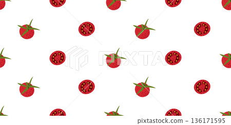 Seamless Tomato Pattern Food Illustration 136171595