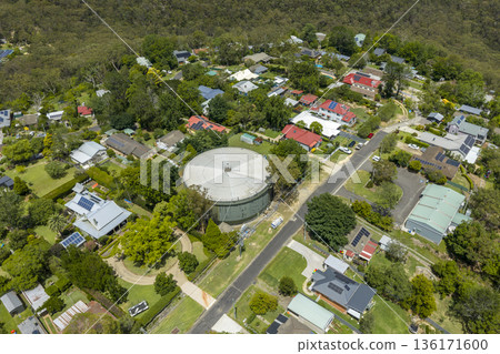 Drone photograph of a large water supply tank in Faulconbridge Drone photograph of a large water supply tank in Faulconbridge 136171600