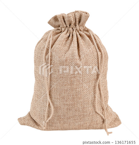 cereal in a cloth bag, isolate on a white background cereal in a cloth bag, isolate on a white background 136171655