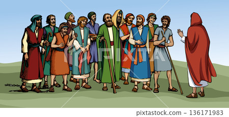 Vector illustration. Jesus chose 12 apostles. 136171983