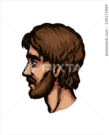 Vector drawing. Side view of male face Vector drawing. Side view of male face 136171984
