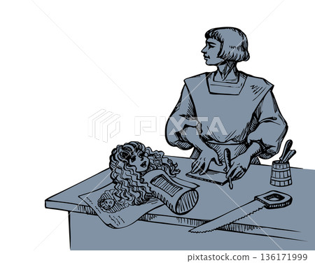 Vector illustration. A master make a craftsmanship. Vector illustration. A master make a craftsmanship. 136171999