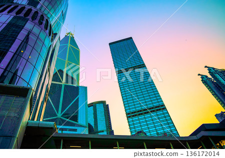 Skyscraper Business tower. Glass facade office buildings. Skyscraper Business tower. Glass facade office buildings. 136172014