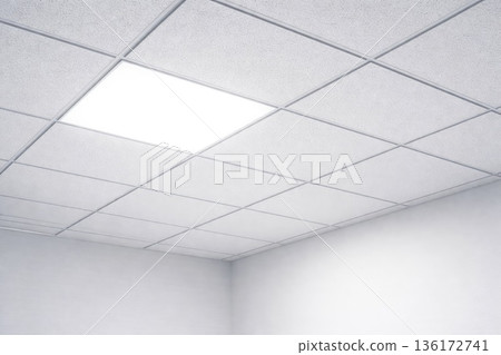 Modern White Office Ceiling with LED Panel Lighting Modern White Office Ceiling with LED Panel Lighting 136172741