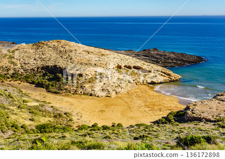 Beach sea shore. Coast in Murcia Spain. 136172898