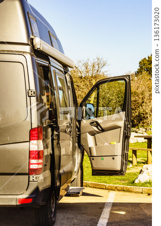 Rv camper camping on nature, Spain. 136173020