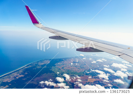 View from an airplane window to Baltic Sea View from an airplane window to Baltic Sea 136173025