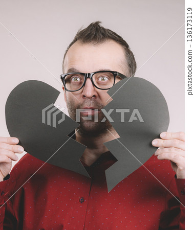Sad man with broken heart. Sad man with broken heart. 136173119