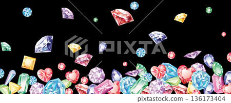 Rainbow Gems and Precious Stones Falling on Black Rainbow Gems and Precious Stones Falling on Black 136173404