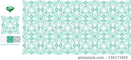 Crystal Lattice Jewel Grid Pattern Emerald Green 136173405