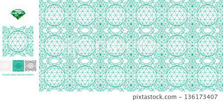 Crystal Lattice Grid Patterns Emerald Green Crystal Lattice Grid Patterns Emerald Green 136173407