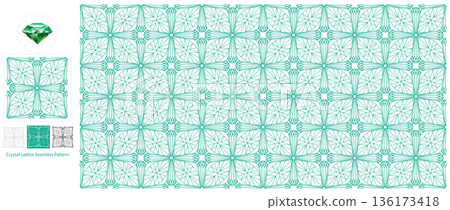 Crystal Lattice Lattice Patterns Emerald Green Crystal Lattice Lattice Patterns Emerald Green 136173418