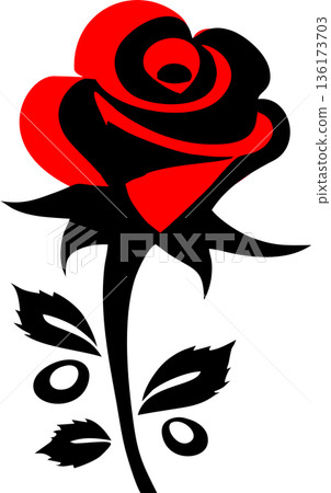 simple black and red graphic drawing flower rose, logo, design simple black and red graphic drawing flower rose, logo, design 136173703