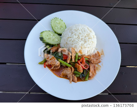 Thai Basil Pork with Rice Thai Basil Pork with Rice 136173708
