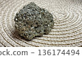 Raw pyrite crystal cluster with metallic shine on a neutral braided background for geology projects. 136174494