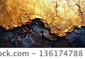 Rock surface texture where gold and black intersect / Abstract material perfect for a heavy decorative background 136174788
