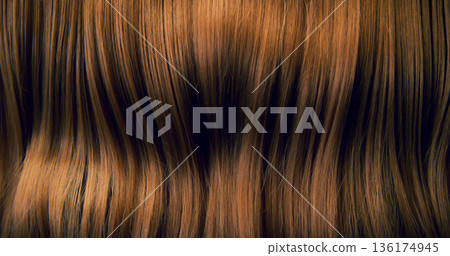 Close-up abstract texture of flowing brown hair forming elegant natural waves and curves. Organic motion, soft light and rich tones create a cinematic beauty background or luxury visual element. Close-up abstract texture of flowing brown hair forming elegant natural waves and curves. Organic motion, soft light and rich tones create a cinematic beauty background or luxury visual element. 136174945