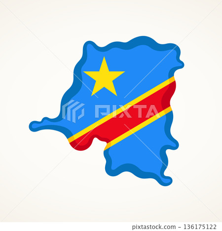 DR Congo - Map colored with flag 136175122