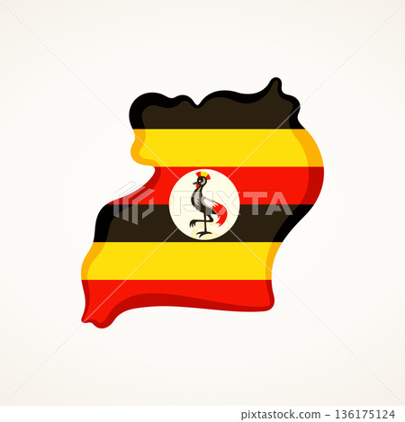 Uganda - Map colored with flag Uganda - Map colored with flag 136175124