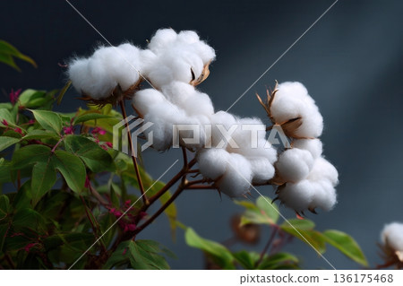 Cotton bolls on plant branch Cotton bolls on plant branch 136175468
