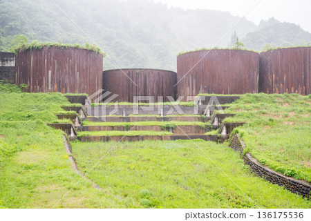 [Toyazawa Sabo Dam] A sabo dam towering in the rain 136175536
