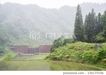 [Toyazawa Sabo Dam] A sabo dam towering in the rain 136175546