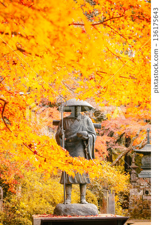 觀福寺弘法大師像與秋葉美景。 136175643