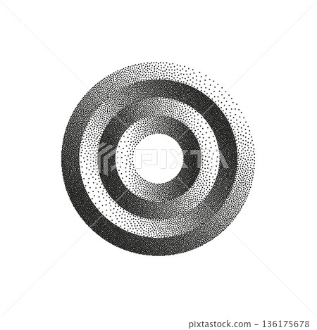 Abstract geometric halftone concentric circle monochrome minimal ring design background texture 136175678