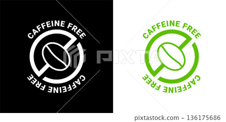 Caffeine free vector logo icon sign. Allergy decaffeinated coffee symbol health natural eco label. Caffeine free vector logo icon sign. Allergy decaffeinated coffee symbol health natural eco label. 136175686