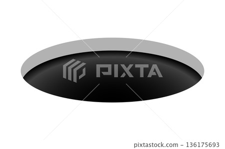 Floor hole 3d icon. Golf round black vector empty circle isometric icon. Floor hole 3d icon. Golf round black vector empty circle isometric icon. 136175693
