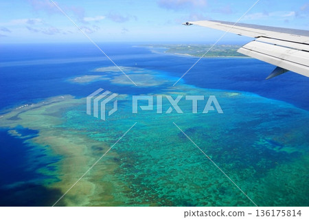 Blue coral reefs seen from an airplane June Okinawa Miyakojima 05 Coral reefs and atolls Blue coral reefs seen from an airplane June Okinawa Miyakojima 05 Coral reefs and atolls 136175814