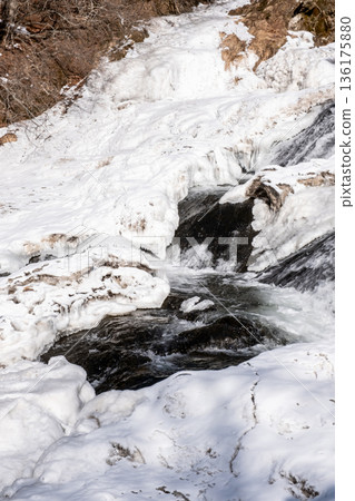 Frozen Yukawa River in Nikko, Tochigi Prefecture Frozen Yukawa River in Nikko, Tochigi Prefecture 136175880