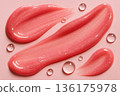 Glossy Pink Lip Gloss Texture with Water Drops 136175978