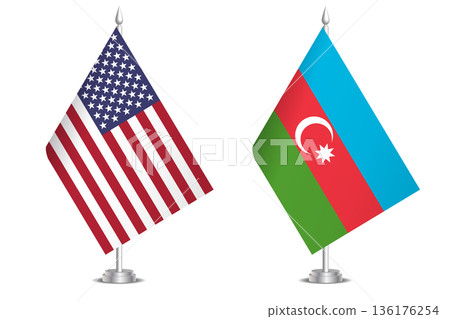 Flags of United States and Azerbaijan. The concept of partnership and joint action. Symbol of partnership, cooperation, international collaboration, peaceful negotiations, alliance, bilateral Flags of United States and Azerbaijan. The concept of partnership and joint action. Symbol of partnership, cooperation, international collaboration, peaceful negotiations, alliance, bilateral 136176254