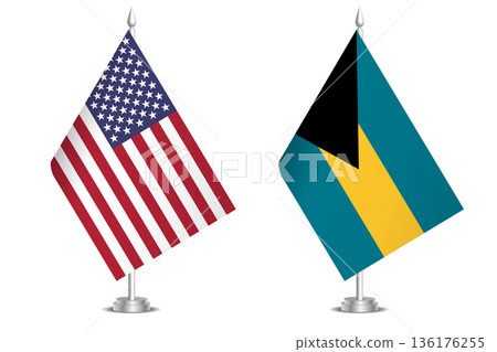 Flags of United States and Bahamas. The concept of partnership and joint action. Symbol of partnership, cooperation, international collaboration, peaceful negotiations, alliance, bilateral Flags of United States and Bahamas. The concept of partnership and joint action. Symbol of partnership, cooperation, international collaboration, peaceful negotiations, alliance, bilateral 136176255