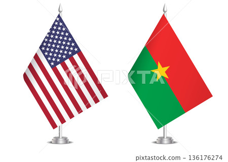 Flags of United States and Burkina Faso. The concept of partnership and joint action. Symbol of partnership, cooperation, international collaboration, peaceful negotiations, alliance, bilateral Flags of United States and Burkina Faso. The concept of partnership and joint action. Symbol of partnership, cooperation, international collaboration, peaceful negotiations, alliance, bilateral 136176274