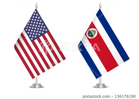 Flags of United States and Costa Rica. The concept of partnership and joint action. Symbol of partnership, cooperation, international collaboration, peaceful negotiations, alliance, bilateral Flags of United States and Costa Rica. The concept of partnership and joint action. Symbol of partnership, cooperation, international collaboration, peaceful negotiations, alliance, bilateral 136176290