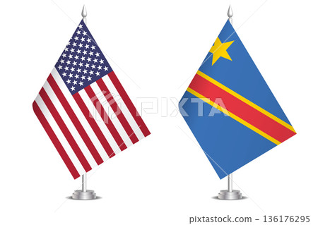 Flags of United States and Democratic Republic of the Congo. The concept of partnership and joint action. Symbol of partnership, cooperation, international collaboration, peaceful negotiations 136176295