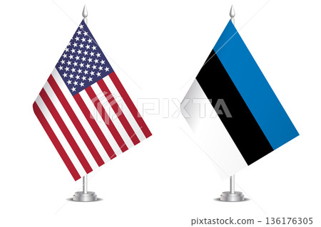 Flags of United States and Estonia. The concept of partnership and joint action. Symbol of partnership, cooperation, international collaboration, peaceful negotiations, alliance, bilateral Flags of United States and Estonia. The concept of partnership and joint action. Symbol of partnership, cooperation, international collaboration, peaceful negotiations, alliance, bilateral 136176305