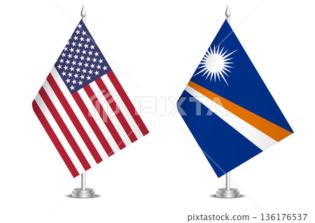 Flags of United States and Marshall Islands. The concept of partnership and joint action. Symbol of partnership, cooperation, international collaboration, peaceful negotiations, alliance, bilateral Flags of United States and Marshall Islands. The concept of partnership and joint action. Symbol of partnership, cooperation, international collaboration, peaceful negotiations, alliance, bilateral 136176537