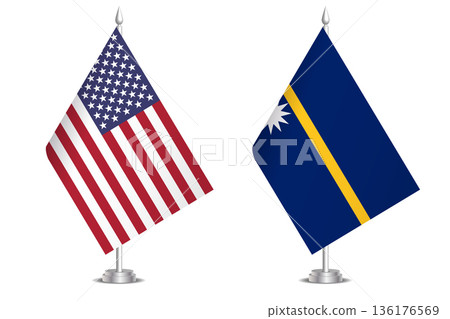 Flags of United States and Nauru. The concept of partnership and joint action. Symbol of partnership, cooperation, international collaboration, peaceful negotiations, alliance, bilateral communication Flags of United States and Nauru. The concept of partnership and joint action. Symbol of partnership, cooperation, international collaboration, peaceful negotiations, alliance, bilateral communication 136176569