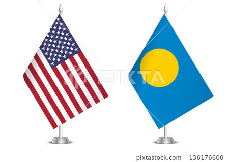 Flags of United States and Palau. The concept of partnership and joint action. Symbol of partnership, cooperation, international collaboration, peaceful negotiations, alliance, bilateral communication Flags of United States and Palau. The concept of partnership and joint action. Symbol of partnership, cooperation, international collaboration, peaceful negotiations, alliance, bilateral communication 136176600