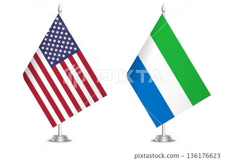 Flags of United States and Sierra Leone. The concept of partnership and joint action. Symbol of partnership, cooperation, international collaboration, peaceful negotiations, alliance, bilateral Flags of United States and Sierra Leone. The concept of partnership and joint action. Symbol of partnership, cooperation, international collaboration, peaceful negotiations, alliance, bilateral 136176623