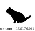 Silhouette of a sitting cat 136176891