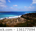 Turquoise crystal-clear sea and white sandy beach in Stintino, Olbia, Sardinia, Italy. Stunning Mediterranean seascape with shallow transparent water, soft waves, and bright summer light. Famous for 136177094